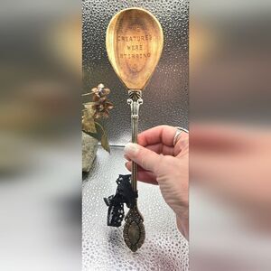 "5/$25" The Creatures Were Stirring Ornate Wood/Metal Spoon Halloween Decor